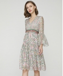 Floral print silk-chiffon dress